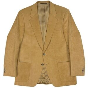 Vintage Neiman Marcus Men's Suede 2 Button Blazer Tan Size 42
